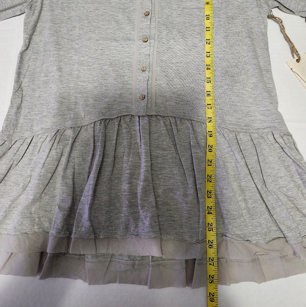 NWT   Easel   Women's S   Henley Tunic   Top   Gray & Orange - Picture 9 of 14